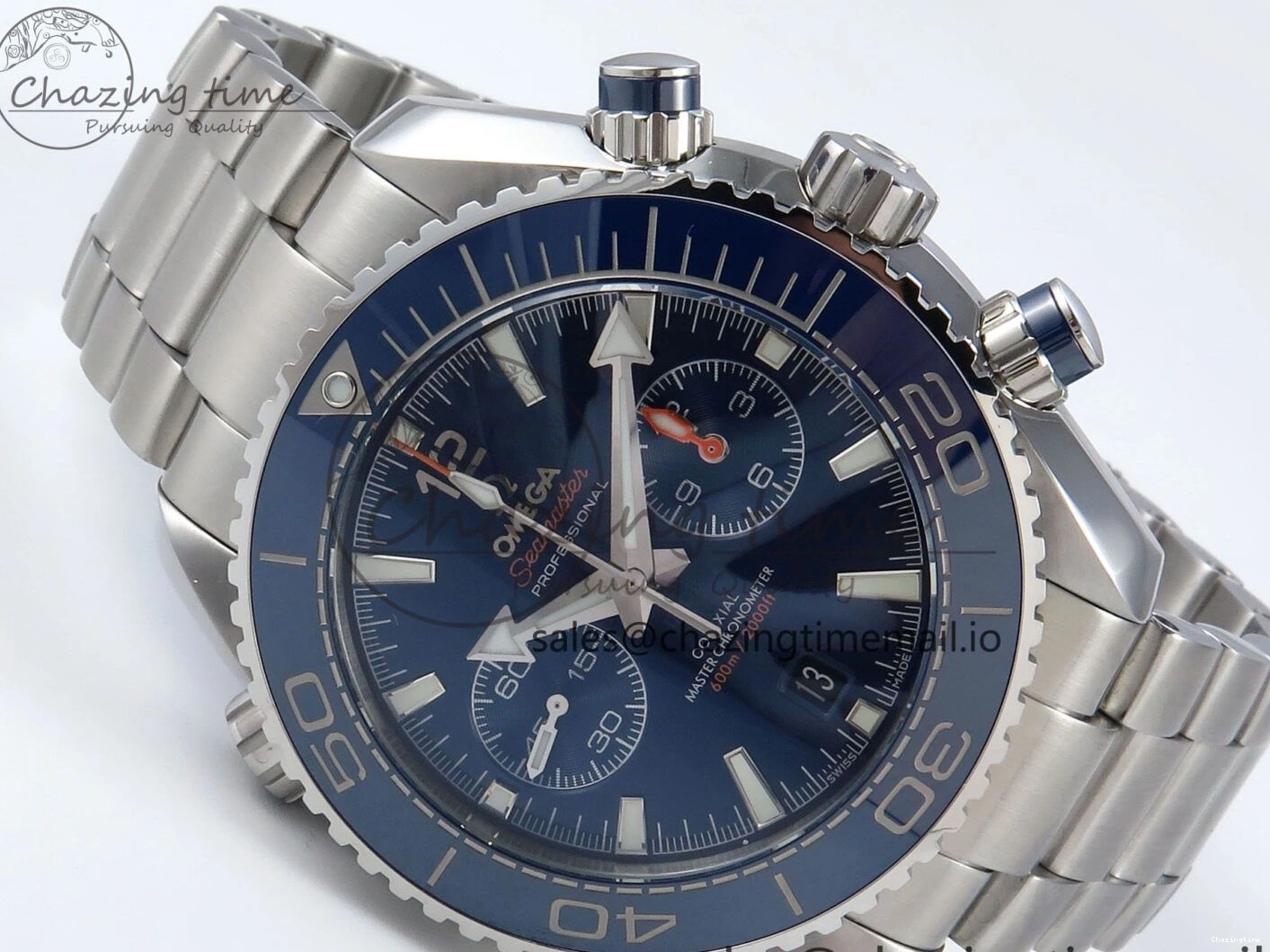 0501 Planet Ocean Master Chronometer 600M 45.5mm SS SCF 1:1 Best Edition Blue Bezel Blue Dial on SS Bracelet A9900 Super Clone Lightweight 7676